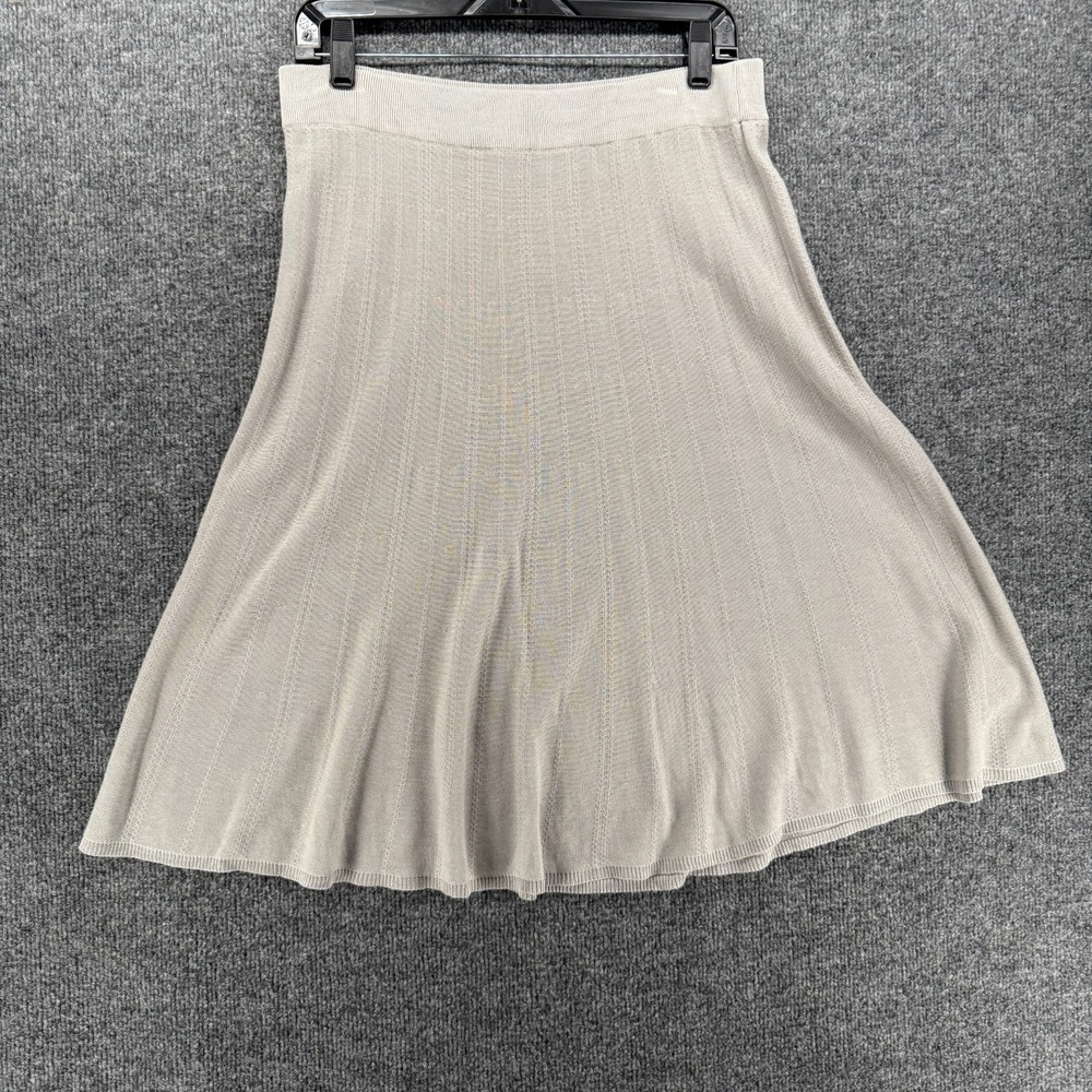PURE Collection Skirt Womens M Silk Gray High Rise A-Line Knit Minimalist Luxury